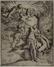 The Sacrifice of Isaac, 1640/ 42, Pietro Testa, Italian, 1611/12-1650, Italy, Etching on ivory laid