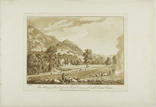 The Abbey of Llan Egnerst or Vale Crucis, and Castle Dinas Bran, 1776, Paul Sandby, English,