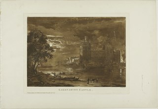 Caernarvon Castle, 1776, Paul Sandby, English, 1731-1809, England, Etching and aquatint in sanguine