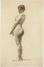 Standing Female Nude, 1881, Marie Mathieu, French, 19th century, France, Pen and brown ink on cream