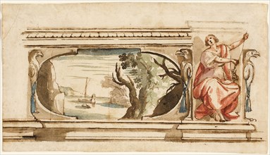 Study for a Painted Frieze, 1625/27, Flaminio Allegrini, Italian, c. 1587-c. 1663, Italy, Pen and