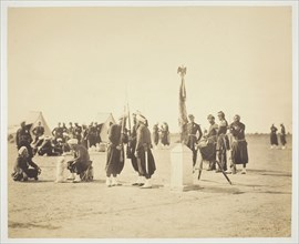 The Raised Flag of the Zouave Regiment, Camp de Châlons, 1857, Gustave Le Gray, French, 1820–1884,