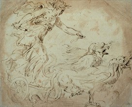 Study for Ceres, c. 1556, after Giorgio Vasari, Italian, 1511-1574, Italy, Pen and brown ink and