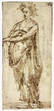 Full-Length Figure of a Woman, n.d., Italian, Sienese, Early/mid-16th Century, Italy, Pen and iron
