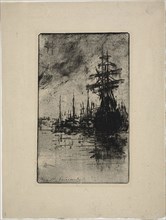Sailboats on the water, c. 1888, Henri Charles Guérard, French, 1846-1897, France, Etching and