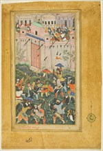Kichik Beg Wounded during Babur’s Attack on Qalat, page from a copy of the Baburnama (Book of