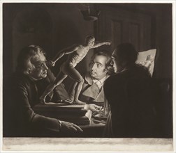 Three Persons Viewing the Gladiator by Candlelight, 1769, William Pether (English, 1731/38-1821),