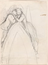 Design for a Gothic Arch with the Artist and Effie Ruskin Embracing (recto), Design for a Gothic