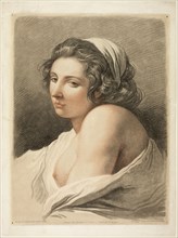Large Female Head, c. 1786, Gilles Antoine Demarteau, the Younger (Flemish, c. 1750-1806), after