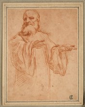 St. Benedict Gesturing to the Left: Study for the Coronation of the Virgin, 1520/23, Antonio