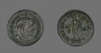 Coin Portraying Emperor Diocletian, AD 302/303, Roman, minted in Trier, Trier, Bronze, Diam. 2.9