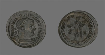 Coin Portraying Emperor Diocletian, AD 303/305, Roman, minted in Trier, Trier, Bronze, Diam. 3 cm,