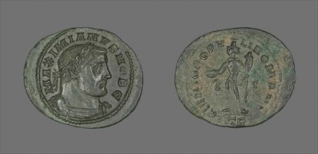 Coin Portraying Emperor Galerius, AD 305/311, Roman, minted in Trier, Trier, Bronze, Diam. 3.2 cm,