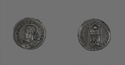 Coin Portraying Emperor Crispus, AD 321, Roman, minted in Trier, Trier, Bronze, Diam. 2.1 cm, 4.48