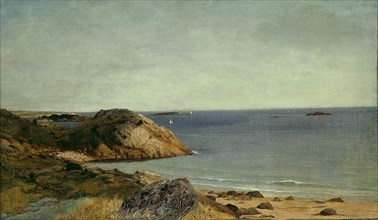 Rocky Coast, c. 1860, John Frederick Kensett, American, 1816–1872, United States, Oil on canvas, 35