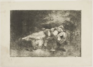 Reclining Woman with a Child, 1890/99, Domenico Morelli, Italian, 1826-1901, Italy, Etching in