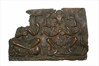 Fragment of Mother Goddesses (Matrika) Panel with Indrani and Chamunda, 10th/11th century, Nepal,