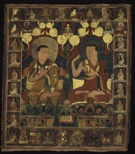 Painted Banner (Thangka) of Lineage Painting of Two Lamas in Debate, c. 1500, Tibet, Central Tibet,