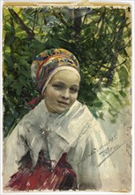 Portrait of a Girl, 1883, Anders Zorn, Swedish, 1860-1920, Sweden, Watercolor and graphite on ivory