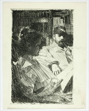 Reading (Mr. and Mrs. Ch. Deering), 1893, Anders Zorn, Swedish, 1860-1920, Sweden, Etching in black