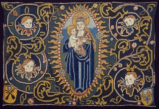 Panel Depicting Madonna and Child, 16th century, Switzerland, Hemp, plain weave, appliquéd with