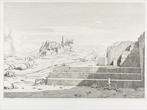 The Acropolis, Athens: The Pnyx, Areopagus, Acropolis and Mount Hymmettos, 1845, Théodore Caruelle