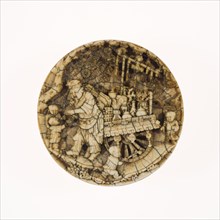 The Knickknack Peddler, Ming dynasty (1368–1644), 16th century, China, Ivory, Diam. 7.3 cm (2 7/8