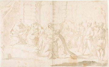 The Adoration of the Magi, n.d., Giulio Benso, Italian, 1601-1668, Italy, Pen and black ink, with