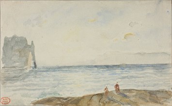 View at Étretat, c. 1827, Paul Huet, French, 1803-1869, France, Watercolor on cream laid paper, 137