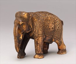 Walking Elephant with Floral Caparison, 17th century, India, Deccan, Deccan, Ivory, 10.3 × 14 × 5.8