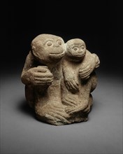 Simian Mother and Child, 13th century, Indonesia, Java, Java, Andesite, 25.1 x 23.8 x 22.9 cm (9