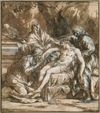 Lamentation over the Dead Christ, 1635, Pietro da Cortona, Italian, 1596-1669, Italy, Pen and brown