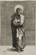 Saint Thomas, 1515/27, Marco Dente da Ravenna (Italian, about 1486–1527), after Raffaello Sanzio,