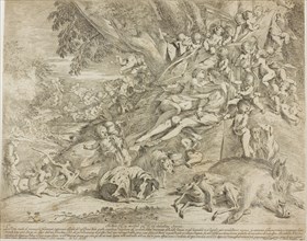 Venus and Adonis, 1631–37, Pietro Testa, Italian, 1611/12-1650, Italy, Etching on cream laid paper,