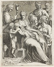 The Holy Family with Saints, 1540/55, Léon Davent (French, active 1540-1560), after Parmigianino