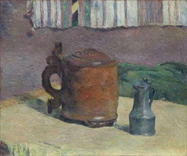 Still Life: Wood Tankard and Metal Pitcher, 1880, Paul Gauguin, French, 1848-1903, France, Oil on