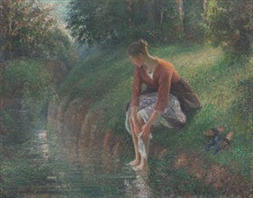 Woman Bathing Her Feet in a Brook, 1894/95, Camille Pissarro, French, 1830-1903, France, Oil on