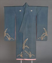 Furisode, Meiji period (1868–1912), c. 1890, Japan, Silk, plain weave (shioze), resist dyed