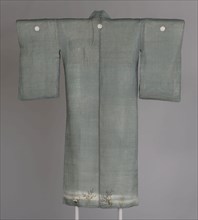 Kuro Tomesode, Meiji period (1868–1912), c. 1885, Japan, Hemp, plain weave, dye extracted using a