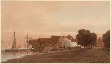 A Boatyard at the Mouth of an Estuary, 1800, Thomas Girtin, English, 1775-1802, England,