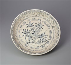 Dish with Peacock and Floral Motif, 15th century, Vietnam, Vietnam, Glazed stoneware with