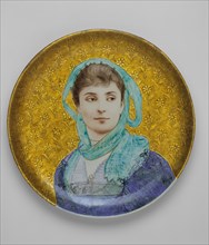 Circular Plaque, 1880/87, Made by Théodore Deck, French, 1823-1891, Painted by Paul-Cesar Helleu,