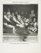 A literary argument on the second tier, plate 3 from Croquis Pris Au Théatre par Daumier, published