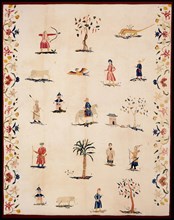 Bed Curtain, c. 1720, United States or England, United States, Linen and cotton, 2:2 twill weave,