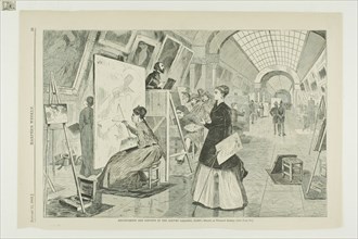 Art Students and Copyists in the Louvre Gallery, Paris, published January 11, 1868, Winslow Homer