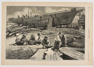Ship Building, Gloucester Harbor, published October 11, 1873, Winslow Homer (American, 1836-1910),