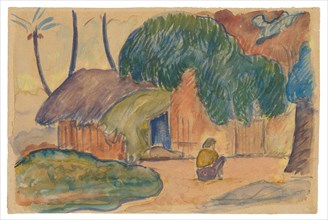 Tahitian Hut, 1891/93, Paul Gauguin, French, 1848-1903, France, Watercolor, with touches of