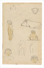 Sketches of Standing Figures and Animals, 1891/93, Paul Gauguin, French, 1848-1903, France,