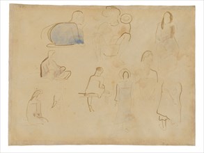 Ten Studies of Tahitian Figures, 1891/93, Paul Gauguin, French, 1848-1903, France, Brush and brown