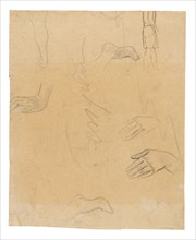 Sketches of Figures, Hands, and Feet (related to the painting Aha oe feii? [What! Are You